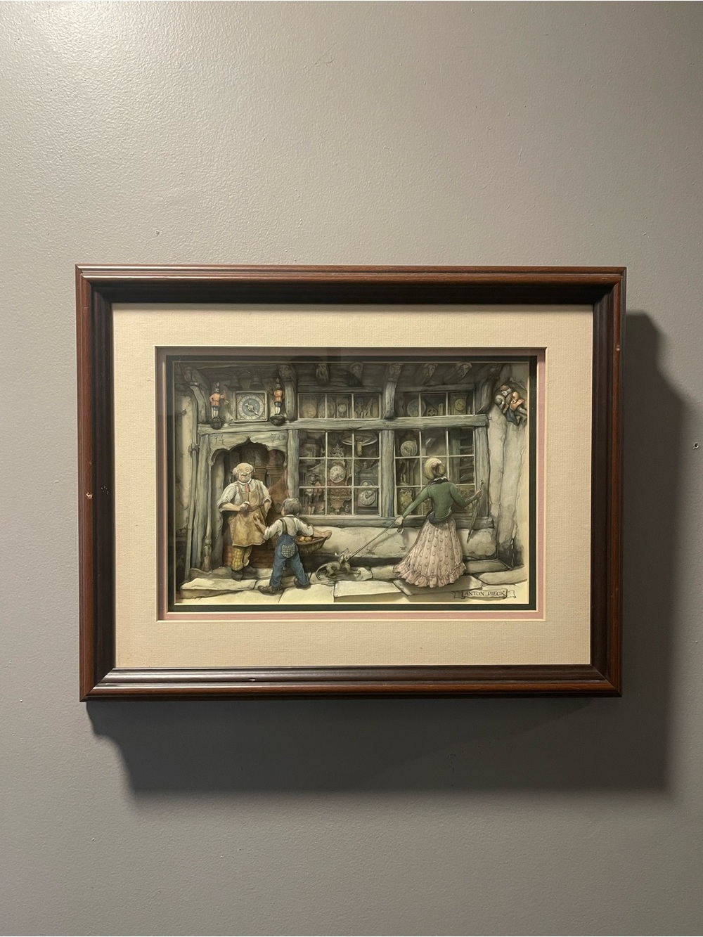ANTON PECK Framed Vintage Style Home Art Print in Brown Frame 3D